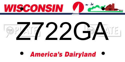 Z722GA Wisconsin License Plate