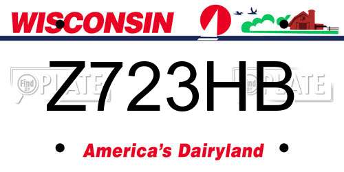 Z723HB Wisconsin License Plate