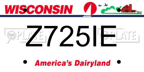 Z725IE Wisconsin License Plate