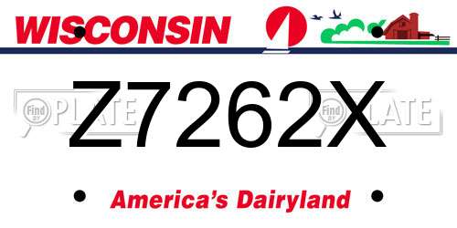 Z7262X Wisconsin License Plate