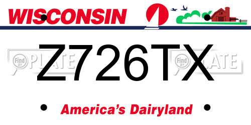 Z726TX Wisconsin License Plate