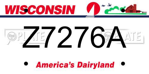 Z7276A Wisconsin License Plate