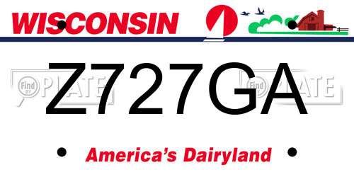Z727GA Wisconsin License Plate