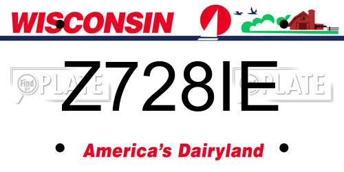 Z728IE Wisconsin License Plate