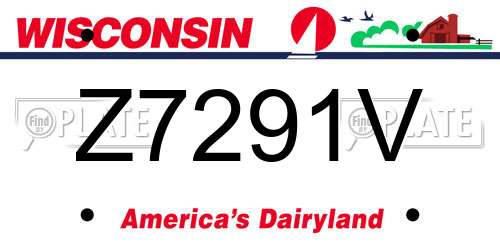 Z7291V Wisconsin License Plate