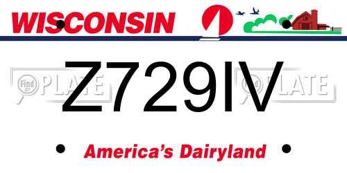 Z729IV Wisconsin License Plate