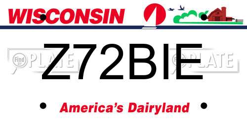 Z72BIE Wisconsin License Plate