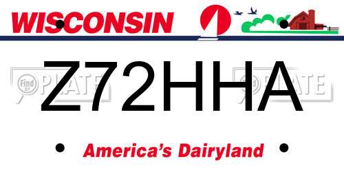 Z72HHA Wisconsin License Plate