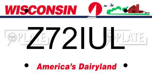 Z72IUL Wisconsin License Plate