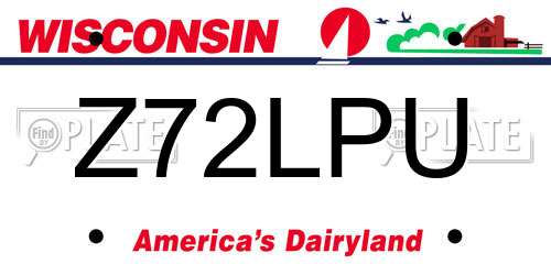 Z72LPU Wisconsin License Plate