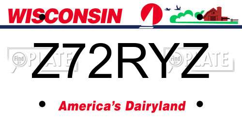 Z72RYZ Wisconsin License Plate