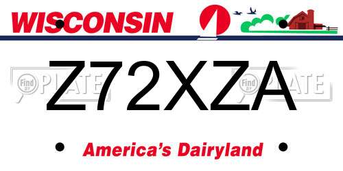 Z72XZA Wisconsin License Plate