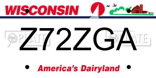 Z72ZGA Wisconsin License Plate