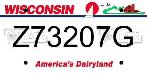 Z73207G Wisconsin License Plate