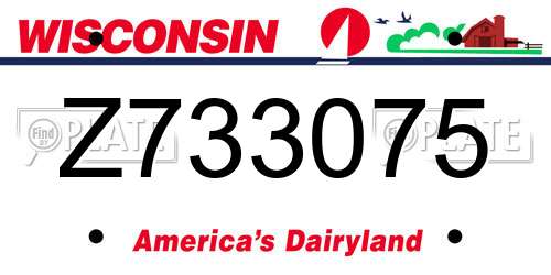 Z733075 Wisconsin License Plate