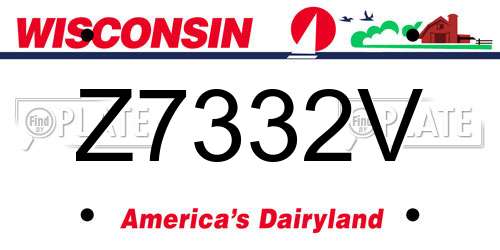 Z7332V Wisconsin License Plate
