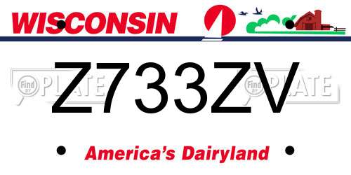 Z733ZV Wisconsin License Plate