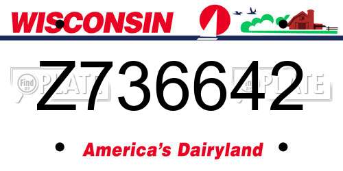 Z736642 Wisconsin License Plate