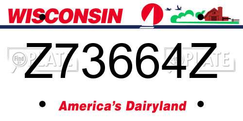 Z73664Z Wisconsin License Plate