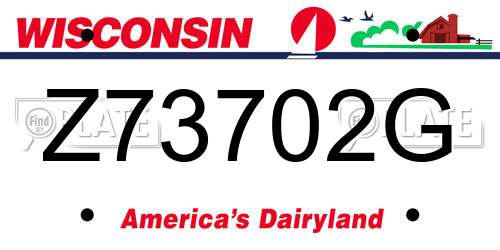 Z73702G Wisconsin License Plate