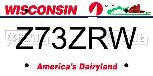 Z73ZRW Wisconsin License Plate
