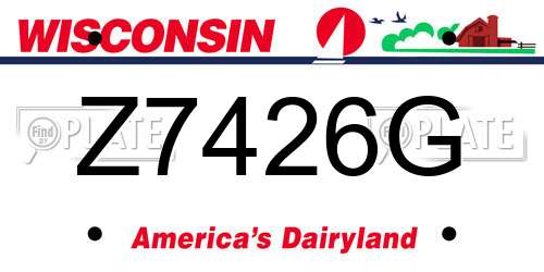 Z7426G Wisconsin License Plate