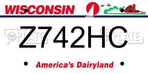 Z742HC Wisconsin License Plate