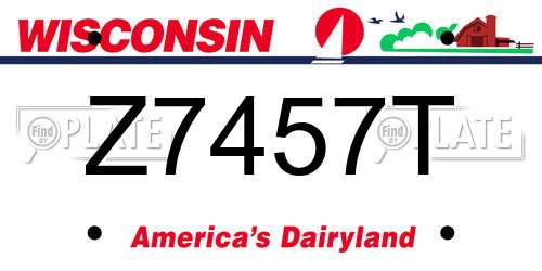 Z7457T Wisconsin License Plate