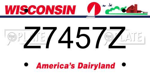 Z7457Z Wisconsin License Plate