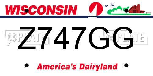Z747GG Wisconsin License Plate