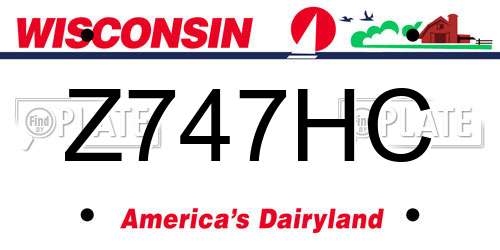 Z747HC Wisconsin License Plate
