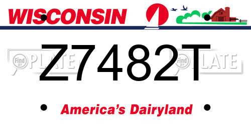 Z7482T Wisconsin License Plate