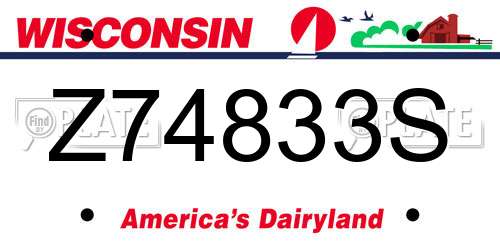 Z74833S Wisconsin License Plate