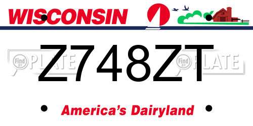 Z748ZT Wisconsin License Plate