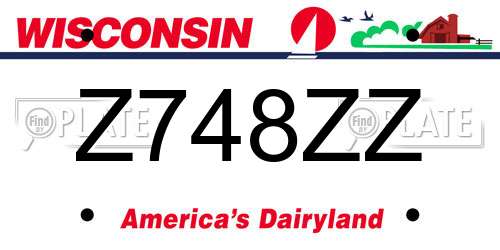 Z748ZZ Wisconsin License Plate