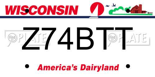 Z74BTT Wisconsin License Plate