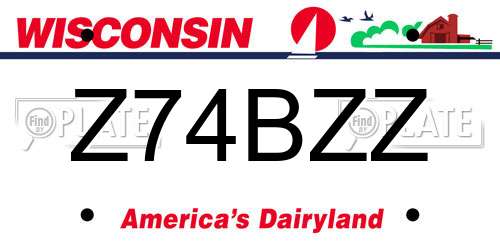 Z74BZZ Wisconsin License Plate