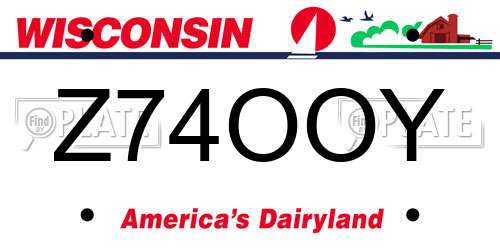 Z74OOY Wisconsin License Plate