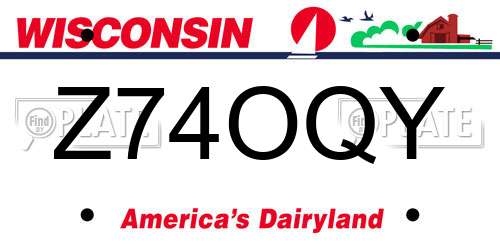 Z74OQY Wisconsin License Plate