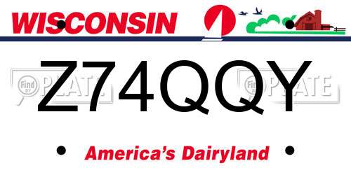 Z74QQY Wisconsin License Plate