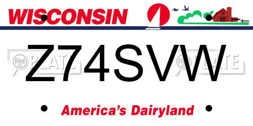 Z74SVW Wisconsin License Plate