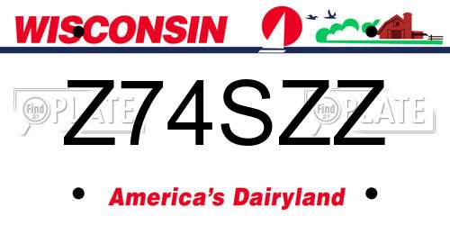 Z74SZZ Wisconsin License Plate