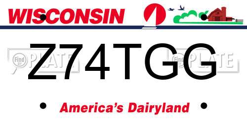 Z74TGG Wisconsin License Plate