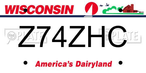 Z74ZHC Wisconsin License Plate