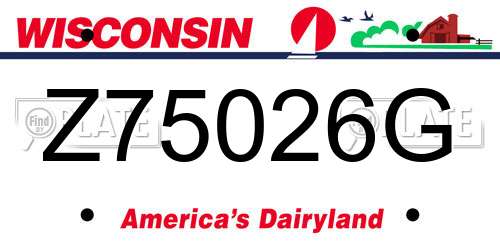 Z75026G Wisconsin License Plate