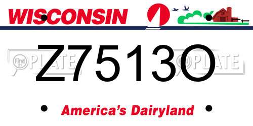 Z7513O Wisconsin License Plate