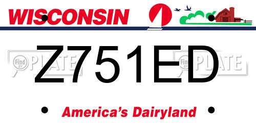 Z751ED Wisconsin License Plate