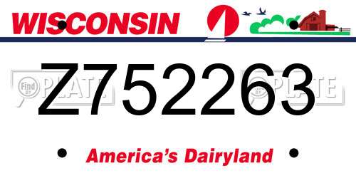 Z752263 Wisconsin License Plate