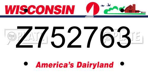 Z752763 Wisconsin License Plate