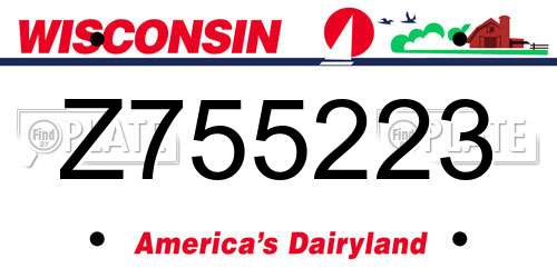 Z755223 Wisconsin License Plate